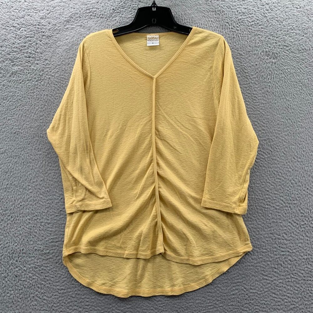 CMC by Color Me Cotton Blouse Womens Large Top 3/4 Sleeve Yellow